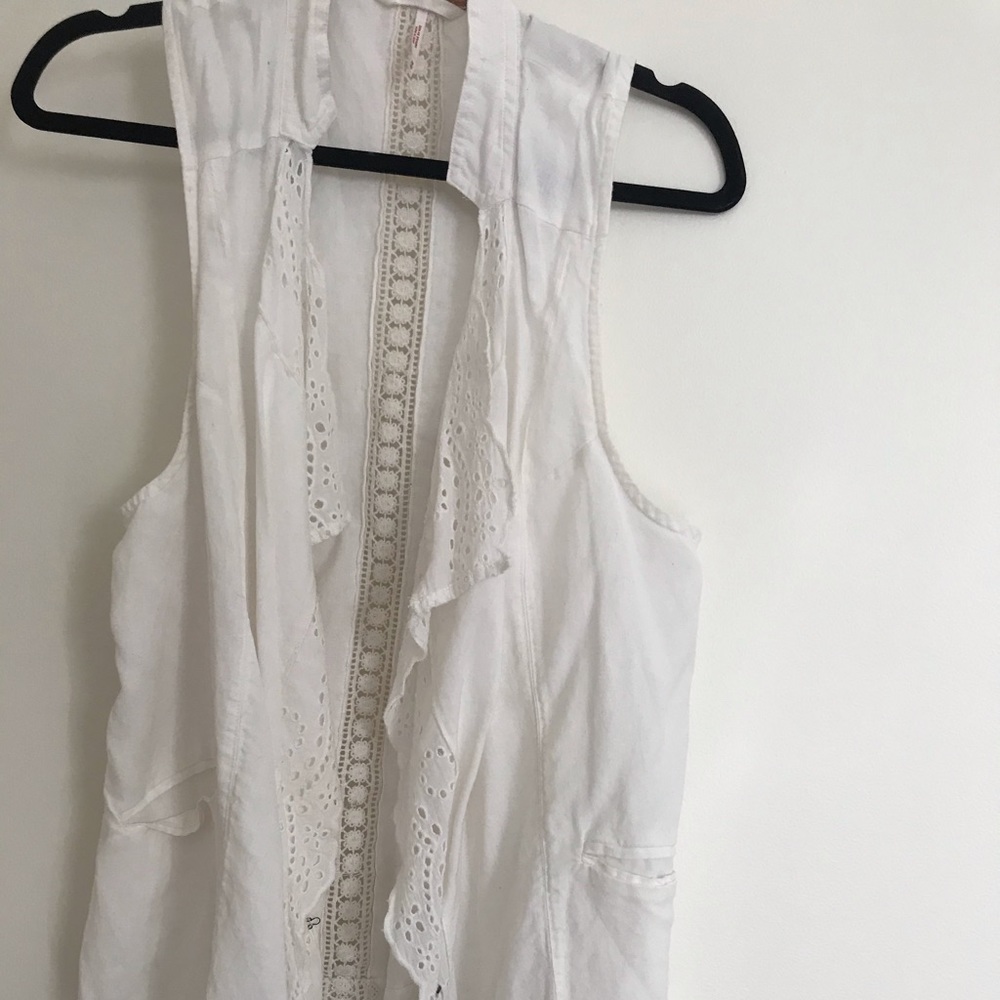 Free People White Vest crochet Size Medium